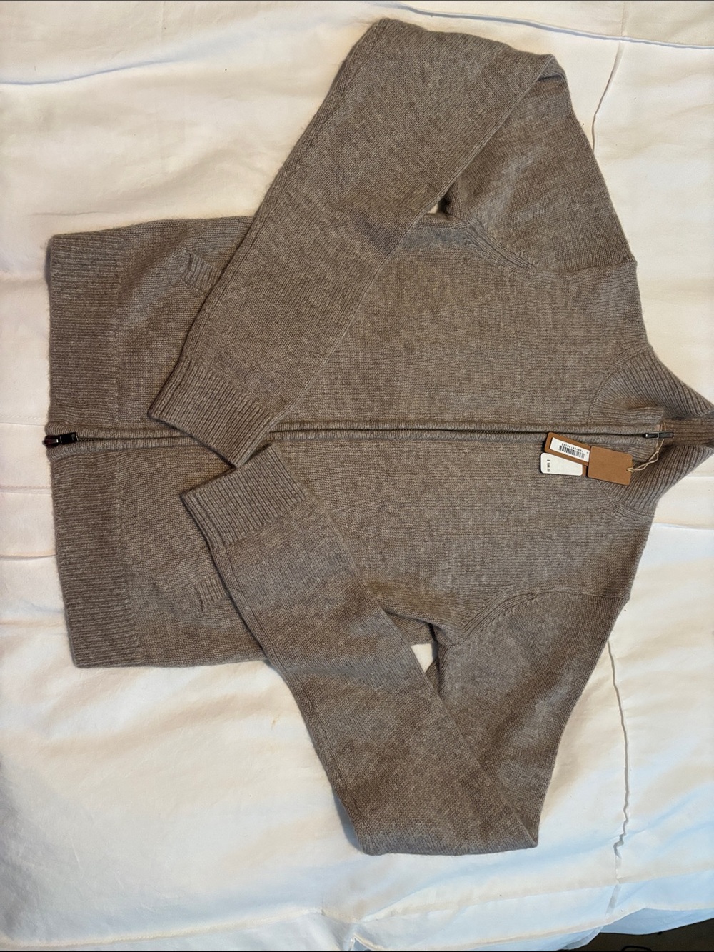 SKIMS Zip-Up Sweater in Taupe